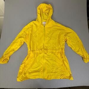 Vintage Express Athletique Yellow Nylon Hooded Windbreaker Jacket Women’s M